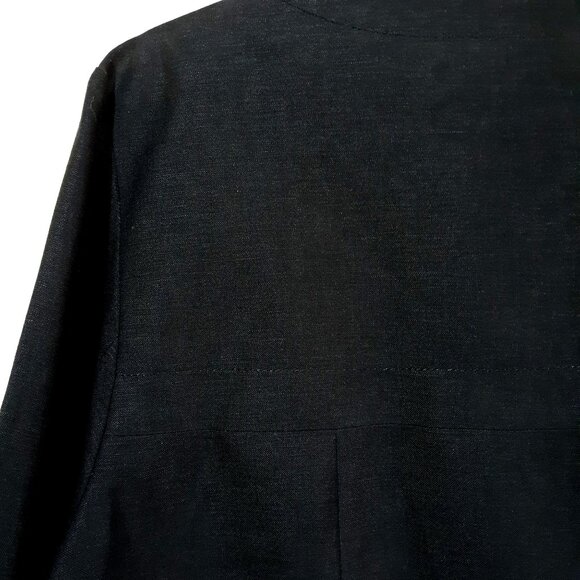 Larry Levine Black Linen Blend Womens Jacket XL Button Front Pockets Classic - Picture 5 of 6